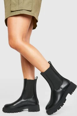 boohoo Bottes Chelsea Chunky à Détail d'Onglet< Bottes|Bottes Noires