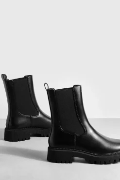 boohoo Bottes Chelsea Chunky à Détail d'Onglet< Bottes|Bottes Noires