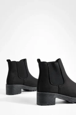 Bottes Chelsea chunky en imitation suède à détails côtelés