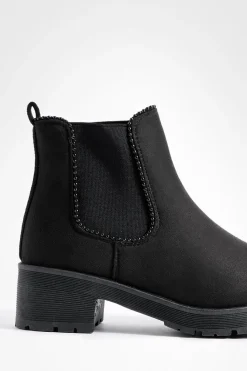Bottes Chelsea chunky en imitation suède à détails côtelés