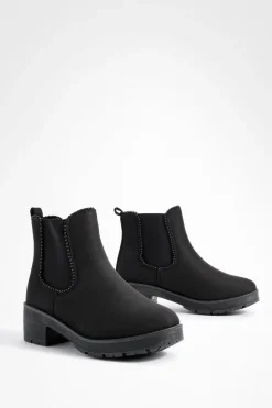 Bottes Chelsea chunky en imitation suède à détails côtelés