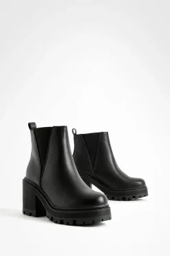boohoo Bottes Chelsea à coupe ample avec talon bloc épais< Bottes|Bottes Noires