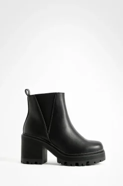 boohoo Bottes Chelsea à coupe ample avec talon bloc épais< Bottes|Bottes Noires