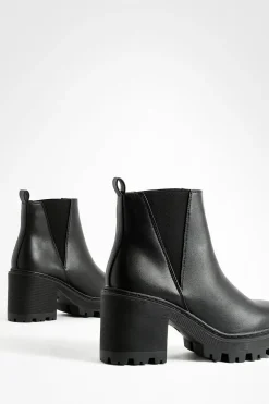 boohoo Bottes Chelsea à coupe ample avec talon bloc épais< Bottes|Bottes Noires