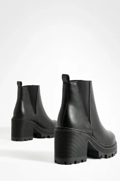 boohoo Bottes Chelsea à coupe ample avec talon bloc épais< Bottes|Bottes Noires
