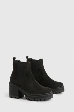 Bottes Chelsea en faux suède à talon bloc épais