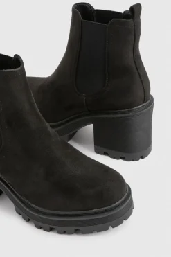 Bottes Chelsea en faux suède à talon bloc épais