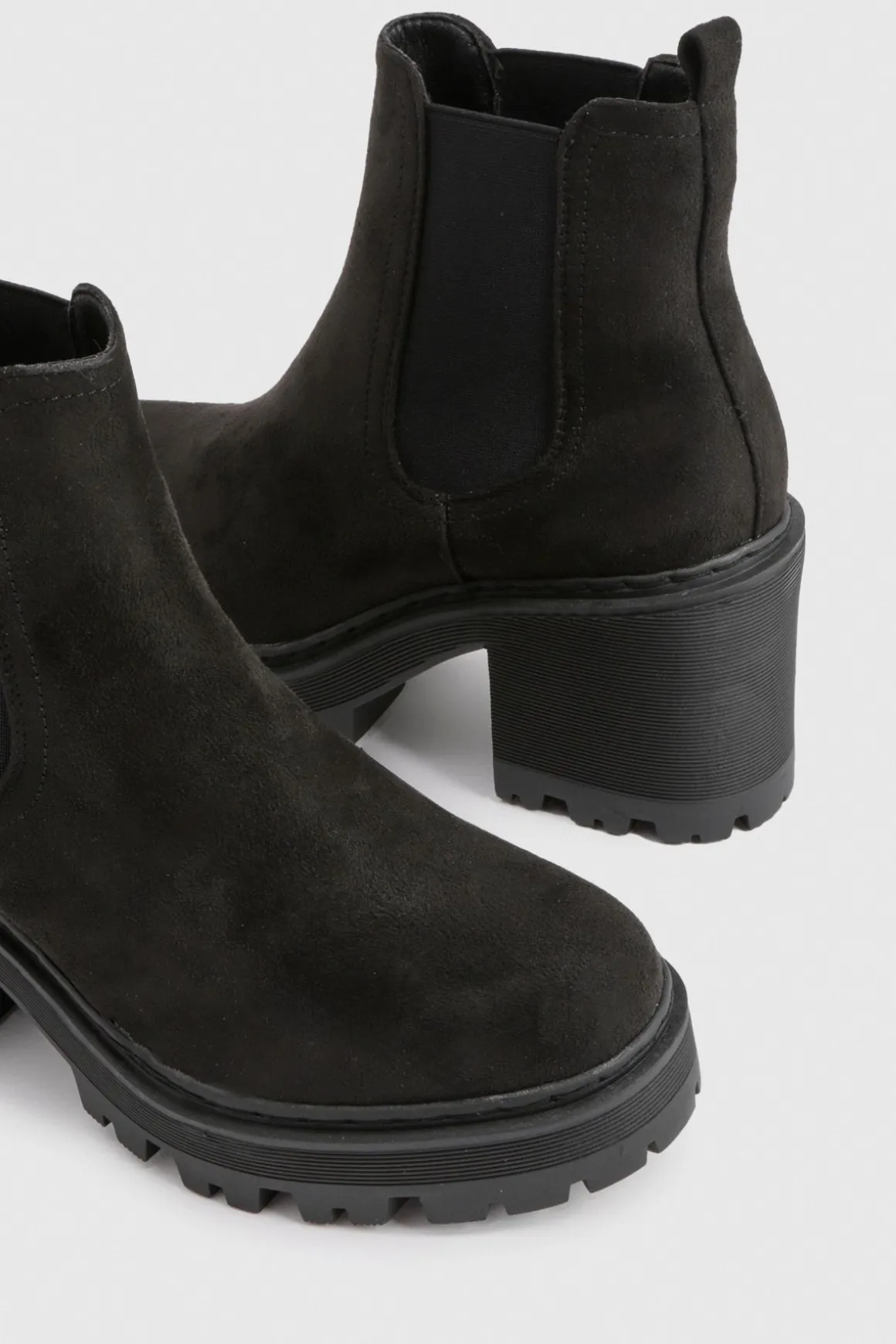 Bottes Chelsea en faux suède à talon bloc épais