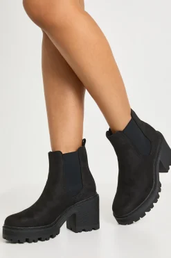Bottes Chelsea en faux suède à talon bloc épais