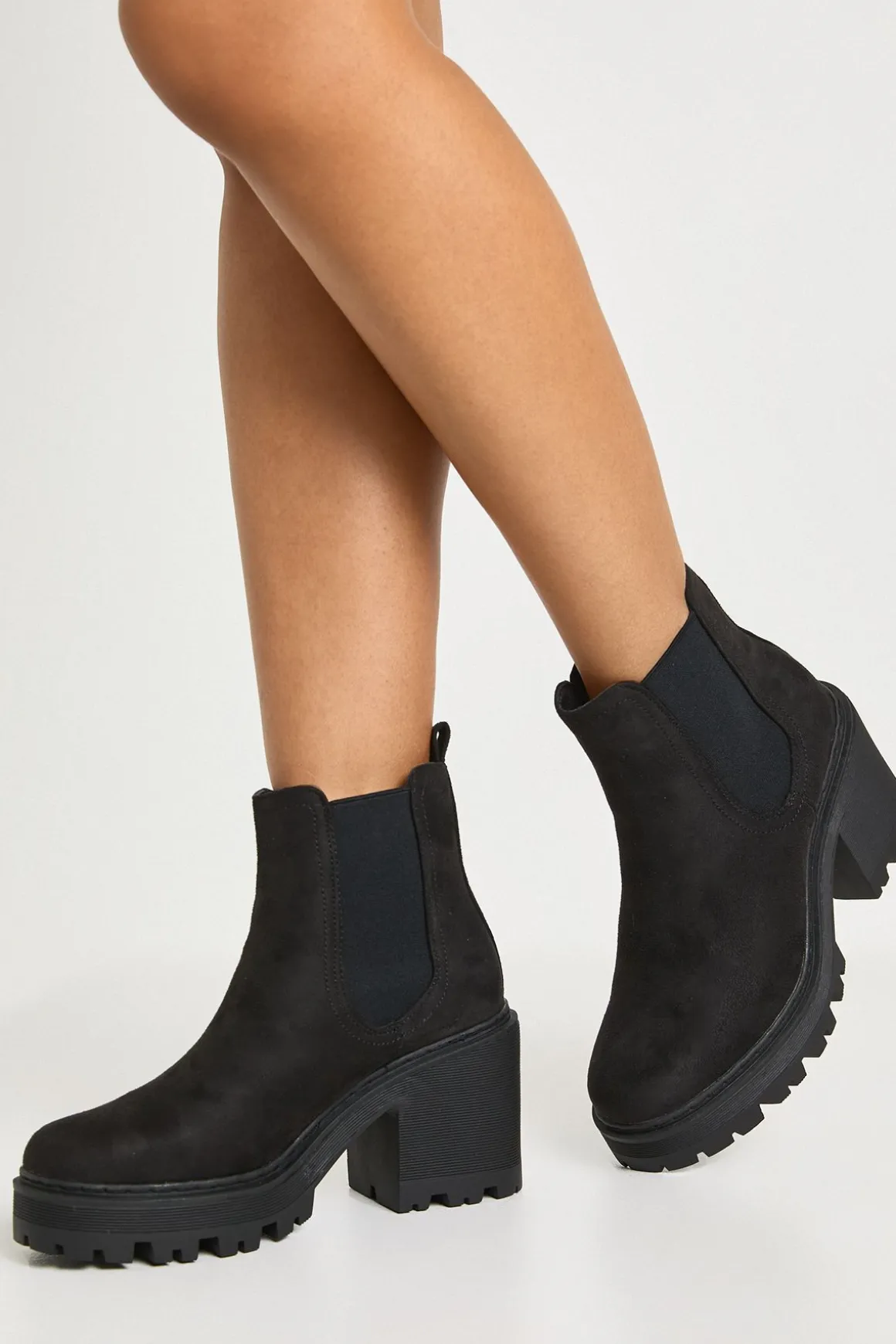 Bottes Chelsea en faux suède à talon bloc épais