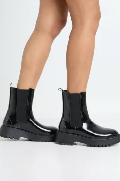 boohoo Bottes Chelsea Montantes Vernies< Bottes|Bottes Noires
