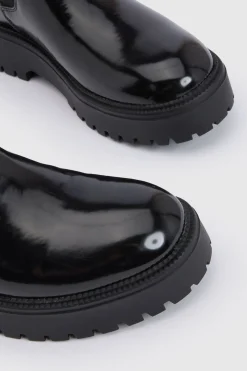 boohoo Bottes Chelsea Montantes Vernies< Bottes|Bottes Noires