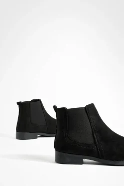 boohoo Bottes Chelsea plates en faux suède à largeur ample< Bottes|Bottes En Daim