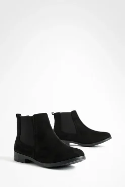 boohoo Bottes Chelsea plates en faux suède à largeur ample< Bottes|Bottes En Daim