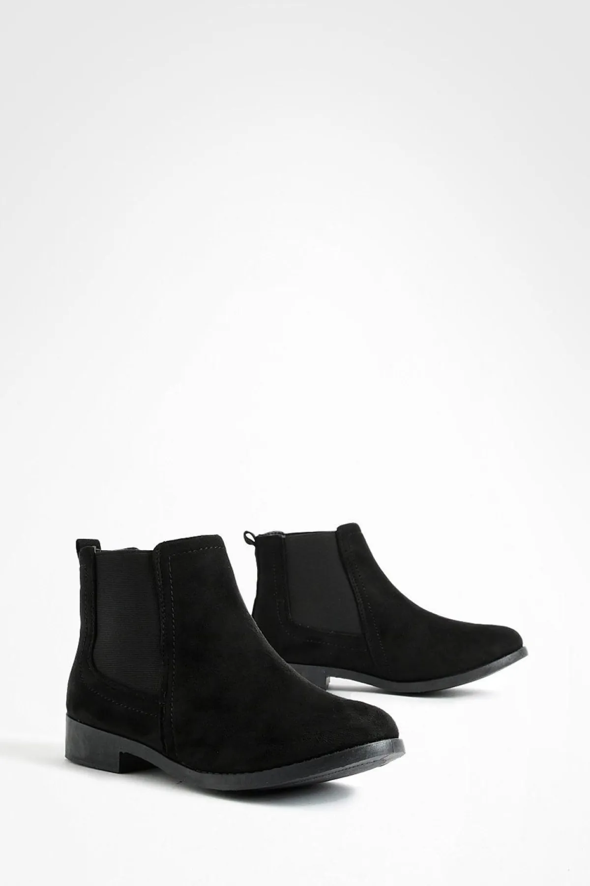 boohoo Bottes Chelsea plates en faux suède à largeur ample< Bottes|Bottes En Daim