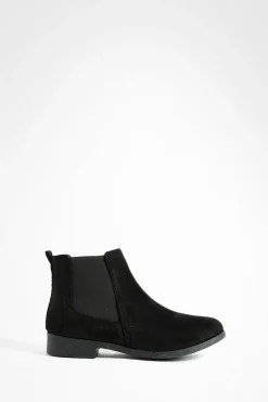 boohoo Bottes Chelsea plates en faux suède à largeur ample< Bottes|Bottes En Daim