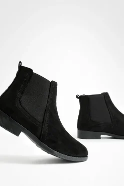 boohoo Bottes Chelsea plates en faux suède à largeur ample< Bottes|Bottes En Daim