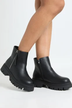 Bottes Chelsea À Semelle Épaisse Avec Détail Zippé Coupe Large