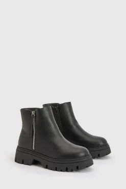 Bottes Chelsea À Semelle Épaisse Avec Détail Zippé Coupe Large