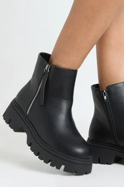 Bottes Chelsea À Semelle Épaisse Avec Détail Zippé Coupe Large