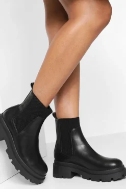 boohoo Bottes Chelsea à semelle épaisse< Bottes|Bottes Noires