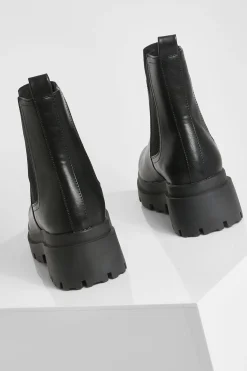 boohoo Bottes Chelsea à semelle épaisse et large< Bottes|Bottes Noires