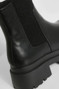 boohoo Bottes Chelsea à semelle épaisse et large< Bottes|Bottes Noires