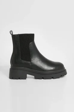 boohoo Bottes Chelsea à semelle épaisse et large< Bottes|Bottes Noires