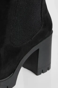 Bottes Chelsea à talons épais en synthétique, coupe large
