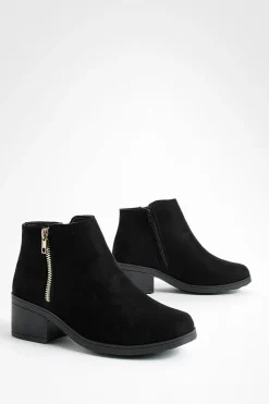 boohoo Bottes Chelsea zippées à talon carré< Bottes|Bottes En Daim