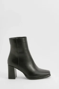 boohoo Bottes à cheville à talon bloc, coupe large< Bottines|Bottes Noires