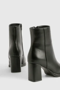 boohoo Bottes à cheville à talon bloc, coupe large< Bottines|Bottes Noires