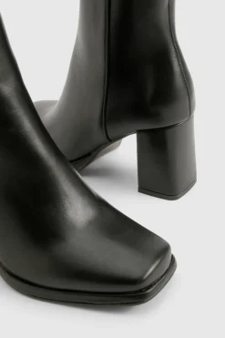 boohoo Bottes à cheville à talon bloc, coupe large< Bottines|Bottes Noires