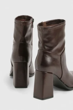Bottes cheville à talon évasé style sock