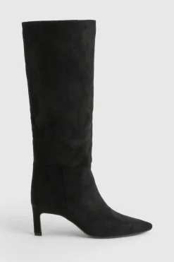 boohoo Bottes Colonnes à Talon Aiguille Bas en synthétique< Bottes|Bottes En Daim