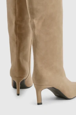 Bottes Column en nubuck à talon bas, montantes jusqu'au genou