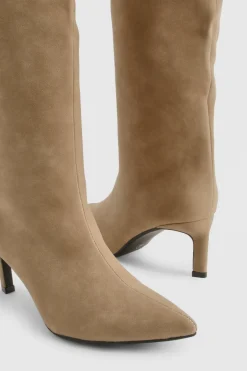 Bottes Column en nubuck à talon bas, montantes jusqu'au genou