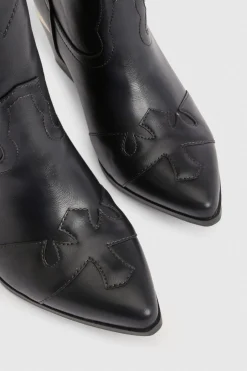 Bottes Cowboy Coupe Large Détail Talon Doré