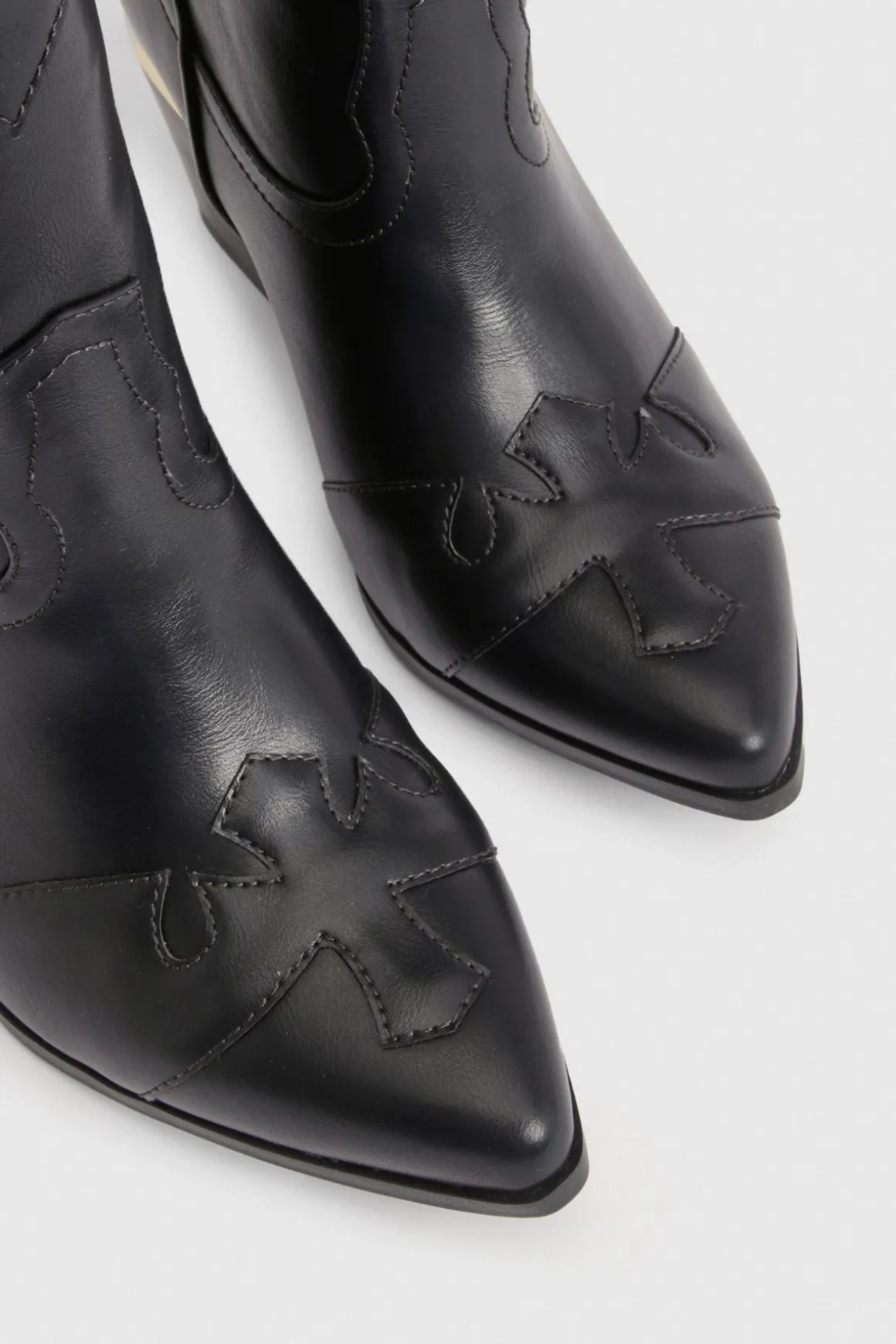 Bottes Cowboy Coupe Large Détail Talon Doré