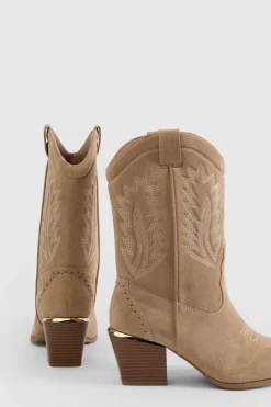 Bottes Cowboy Coupe Large Détail Finition Dorée