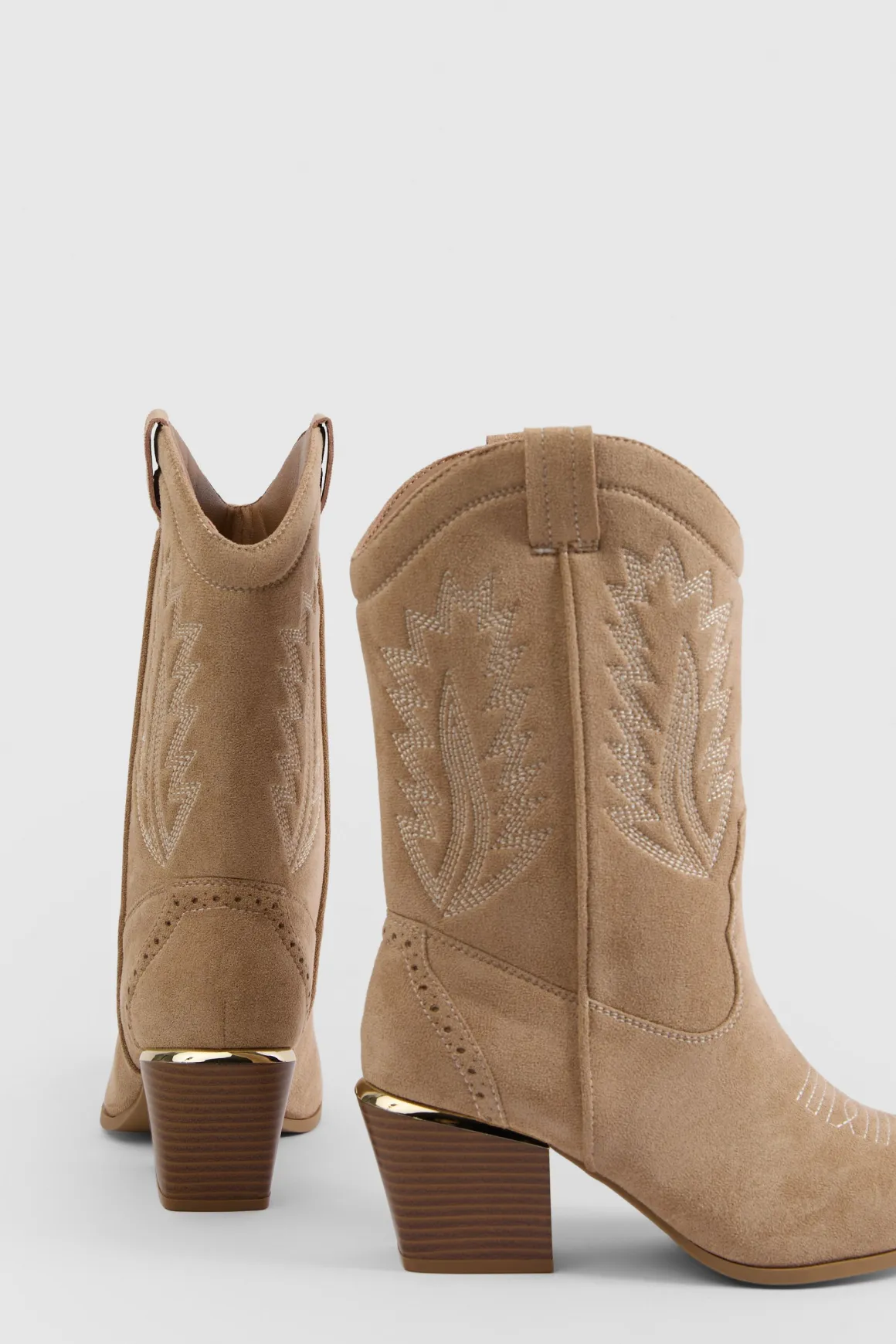 Bottes Cowboy Coupe Large Détail Finition Dorée