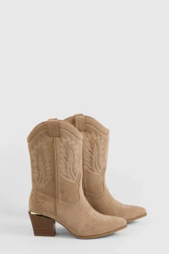 Bottes Cowboy Coupe Large Détail Finition Dorée