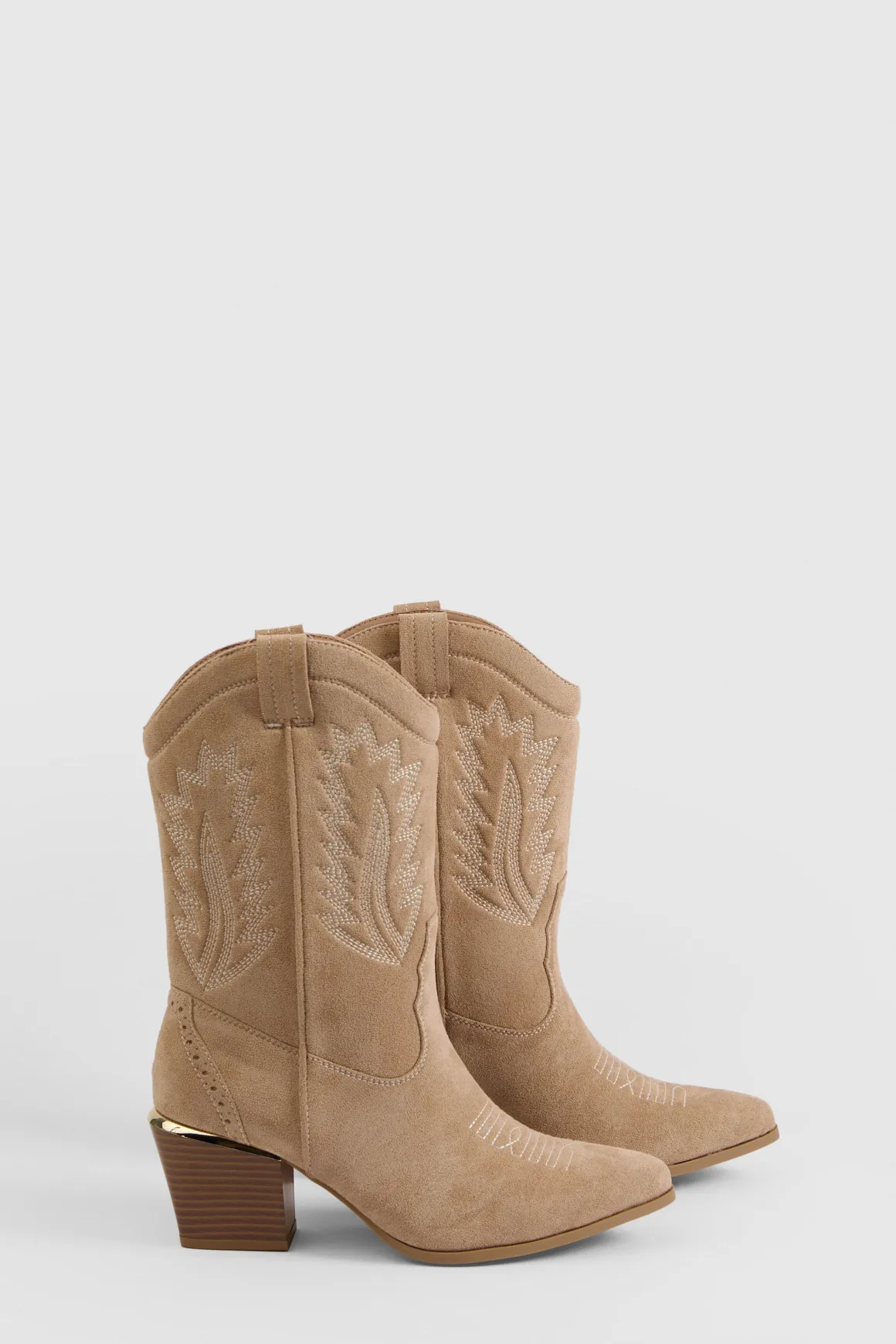 Bottes Cowboy Coupe Large Détail Finition Dorée