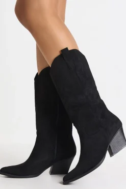 boohoo Bottes cowboy western à détails brodés< Bottes|Bottes Noires