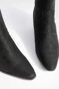 Bottes Cowboy Western en Faux Suède à Détails Découpés