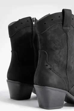 Bottes Cowboy Western en Faux Suède à Détails Découpés