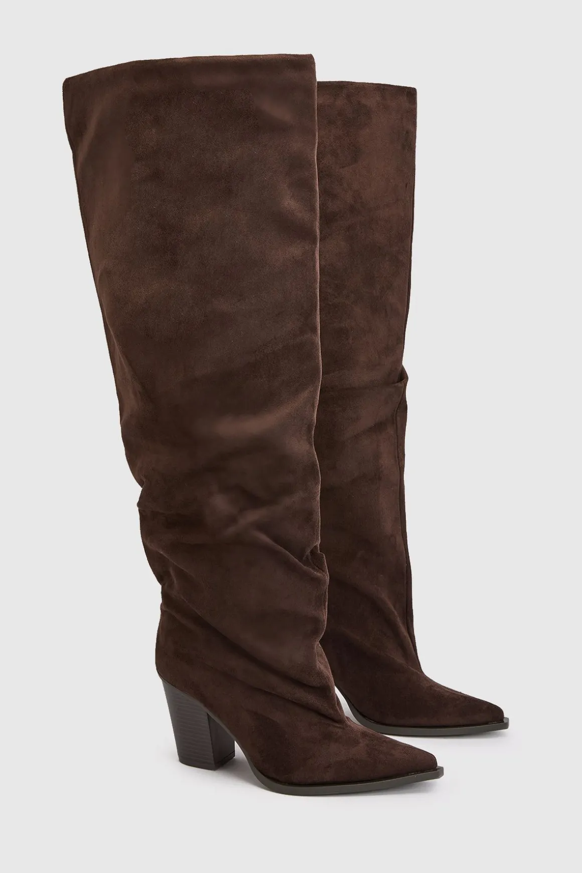 Bottes Cowboy Western Montantes Au Genou En Synthétique Froncée