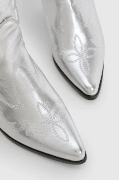 Bottes Cowboy Western Métalliques à Coupe Large Hautes jusqu’aux Genoux