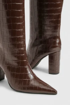 boohoo Bottes Croc à talon bloc et à colonne< Looks Chocolat|Bottes