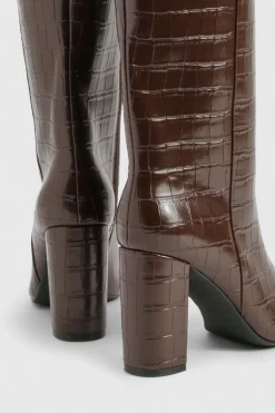 boohoo Bottes Croc à talon bloc et à colonne< Looks Chocolat|Bottes
